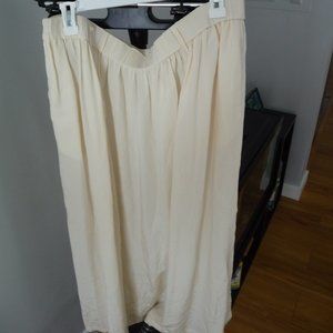 JONES NEW YORK CREAM SIDE POCKETS AND SLITS LONG SILK SKIRT ELASTIC WAIST 10 NEW